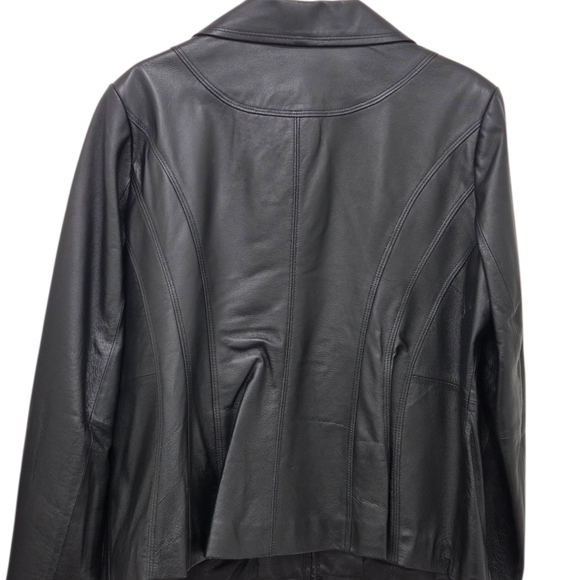 East 5th Women’s Black Genuine Leather Jacket Zip Front Lined Sz XL - Picture 3 of 15